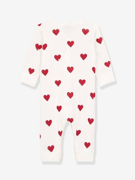 Baby Strampler, Bio-Baumwolle Oeko-Tex PETIT BATEAU weiß bedruckt herzen 4