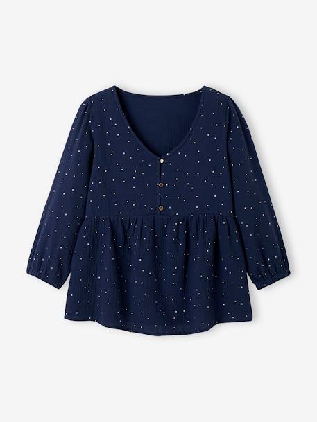 Bluse mit 3/4-Ärmel für Schwangerschaft & Stillzeit - blau - 5