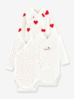 Babymode-Bodys-3er-Pack Baby Langarm-Wickelbodys, Bio-Baumwolle Oeko-Tex PETIT BATEAU