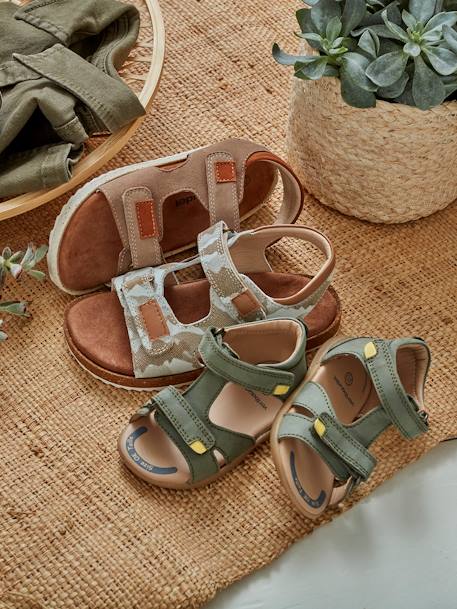 Jungen Sandalen - grau+marine/hellbraun+taupe - 8