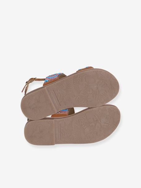 Mädchen Sandalen mit Perlenmuster - braun/blau - 5