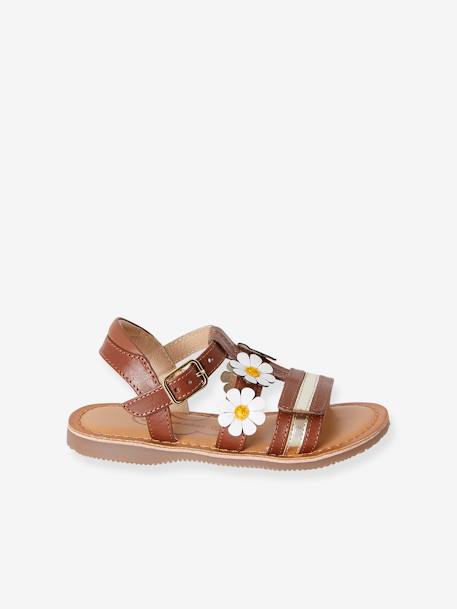 Mädchen Klett-Sandalen, Anzieh-Trick braun gänseblümchen 2