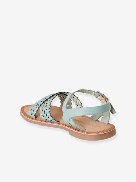 Mädchen Sandalen, pflanzlich gegerbtes Leder aqua 3