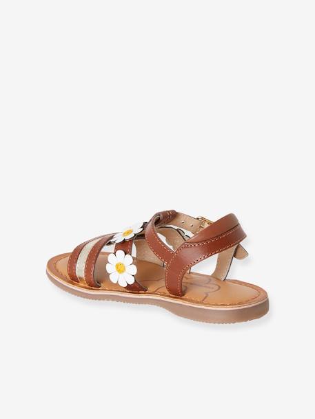 Mädchen Klett-Sandalen, Anzieh-Trick braun gänseblümchen 3