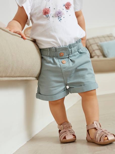 Mädchen Baby Shorts, Schlupfbund Oeko-Tex - aquamarin+hellrosa+ziegel - 10