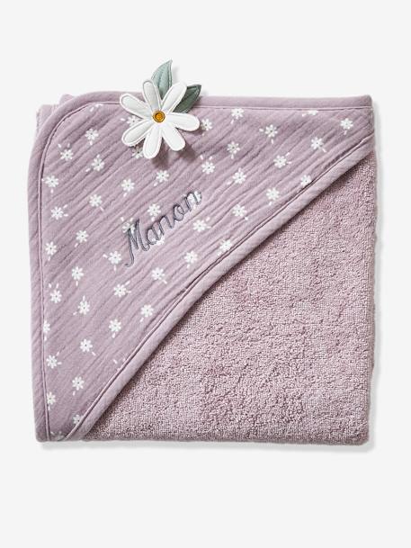 Baby Kapuzenbadetuch PROVENCE, personalisierbar - violett/wollweiß - 4