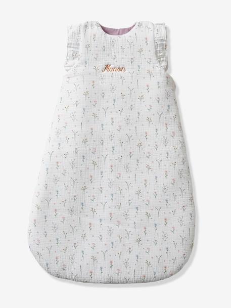 Ärmelloser Baby Schlafsack PROVENCE Oeko-Tex personalisierbar wollweiß/mehrfarbig 1