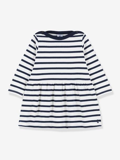 Baby Jerseykleid aus Bio-Baumwolle PETIT BATEAU - marine/weiß gestreift - 1