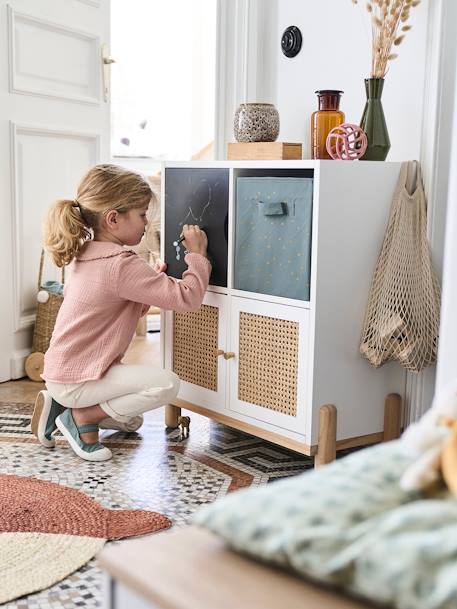 Tür für Kinderzimmer Regal, Rattan POESIE weiß/natur 2