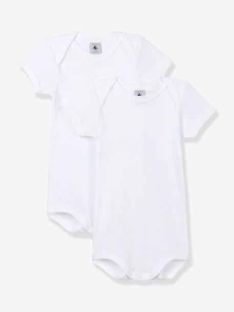 2er-Pack Baby Kurzarm-Bodys aus Bio-Baumwolle Oeko-Tex PETIT BATEAU weiß 1