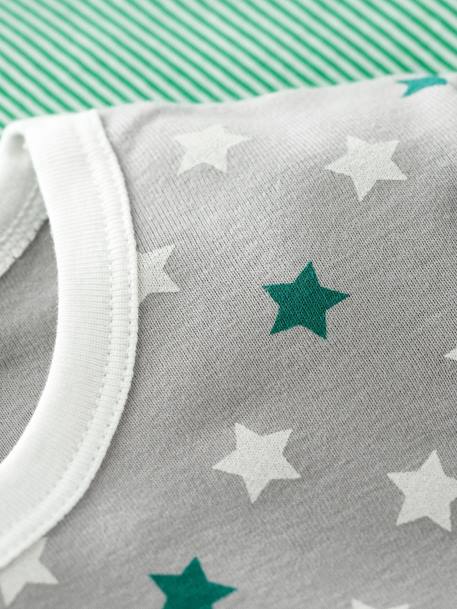 2er-Pack kurze Jungen Schlafanzüge PETIT BATEAU Oeko-Tex grau sterne+grün 2