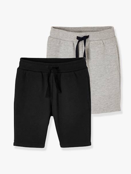 2er-Pack Jungen Sweat-Shorts BASIC Oeko-Tex, Bundweite verstellbar nachtblau+blau+rot+nachtblau+schwarz+grau meliert 13