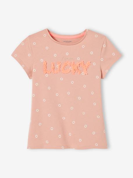 Mädchen T-Shirt rosa geblümt/lucky+wollweiß tupfen/soleil 1