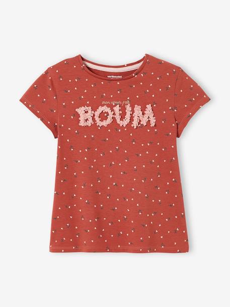 Mädchen T-Shirt - rosa geblümt/lucky+wollweiß tupfen/soleil+ziegel - 9