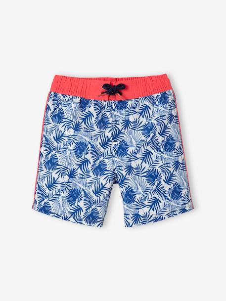 Jungen Badehose, Blätter-Print - blau bedruckt - 1