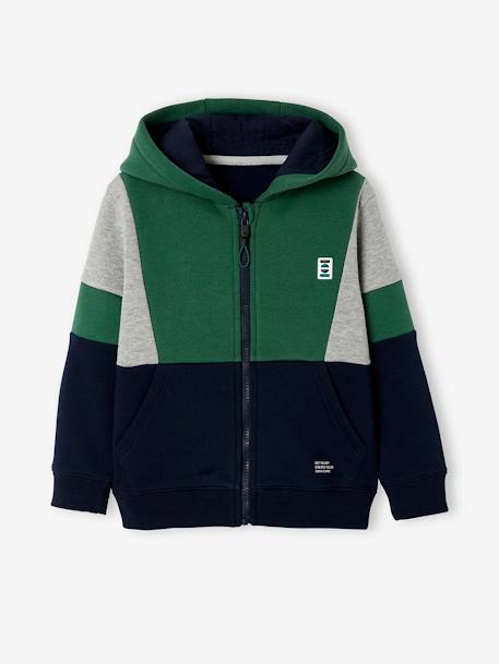 Jungen Kapuzensweatjacke - grün/marine - 1