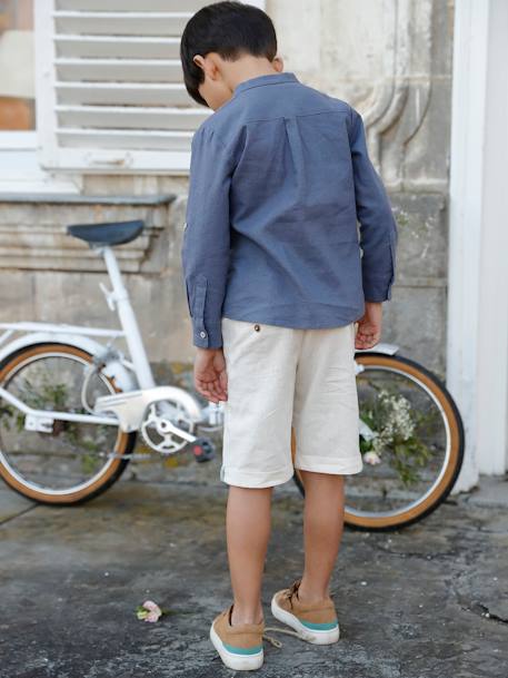 Festliche Jungen Shorts - blau+hellbeige+marine+salbeigrün - 15