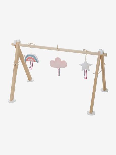 Baby Spielbogen aus Holz FSC® natur/waldspaziergang+rosa/wolke und sterne 14