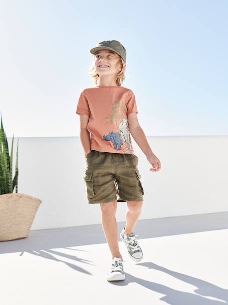 Jungen Stoff-Sneakers mit Gummizug grün bedruckt/tropical+marine+rot 7