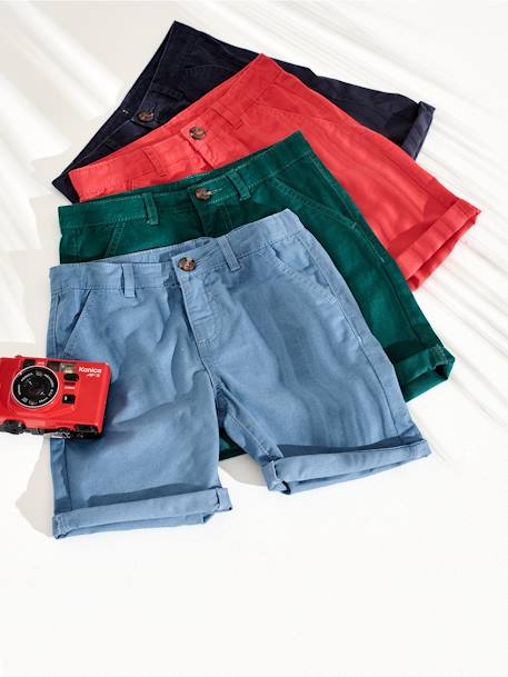 Jungen Chino-Shorts Oeko-Tex - beige+blau+graublau+grün+rot - 13