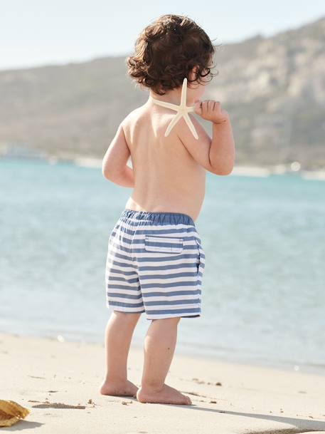 Baby Badehose mit Surfermotiv - blau gestreift - 8