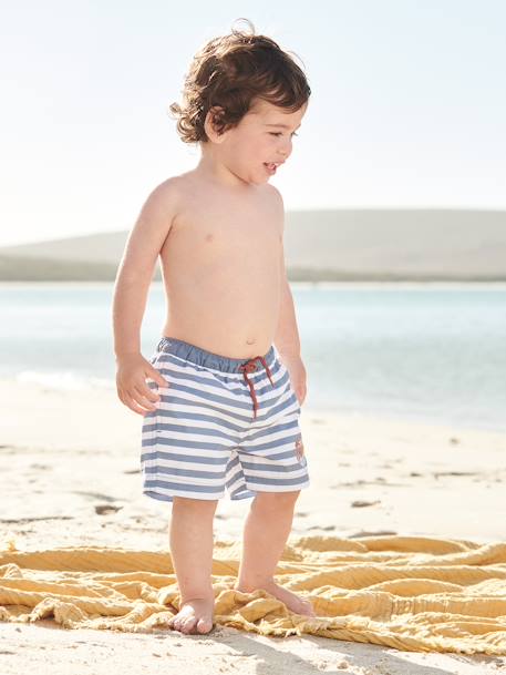 Baby Badehose mit Surfermotiv blau gestreift 2