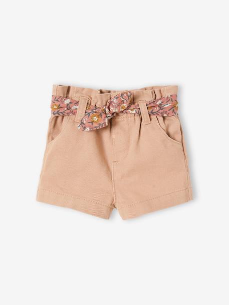 Mädchen Baby Shorts mit Stoffgürtel beige 2