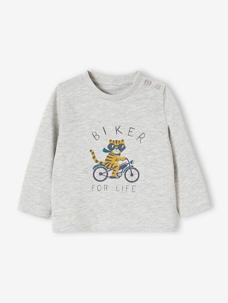 Jungen Baby Shirt Oeko-Tex - grau meliert+vanille - 1