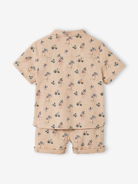 Jungen Baby-Set: Hemd & Shorts taupe bedruckt 4