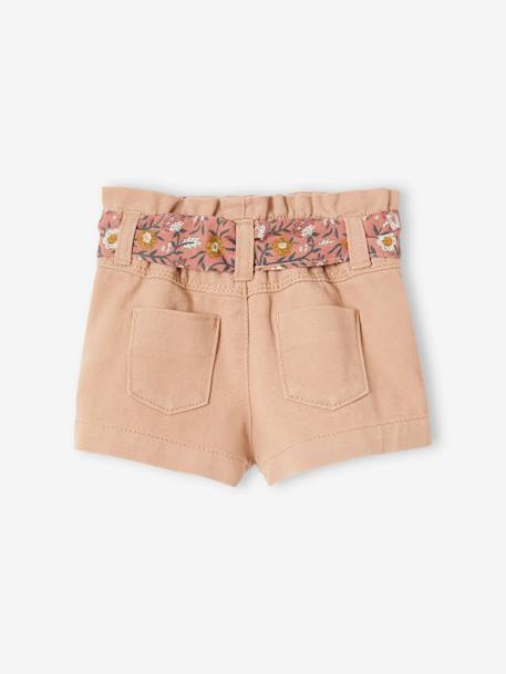 Mädchen Baby Shorts mit Stoffgürtel - beige - 3