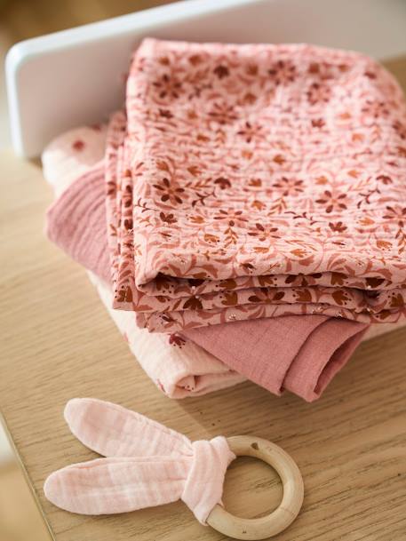 3er-Pack Baby Wickeltücher HIPPIE VINTAGE Oeko Tex - rosa - 2