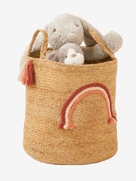 Kinderzimmer Aufbewahrungskorb REGENBOGEN, Jute beige/wild sahara 2