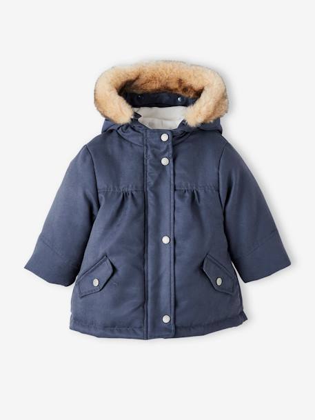 Mädchen Baby 3-in-1-Jacke, Recycling-Polyester - marine+zartrosa - 1