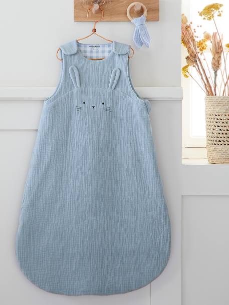 Bio-Kollektion: Baby Sommerschlafsack LOVELY FARM aus Musselin - blau - 2