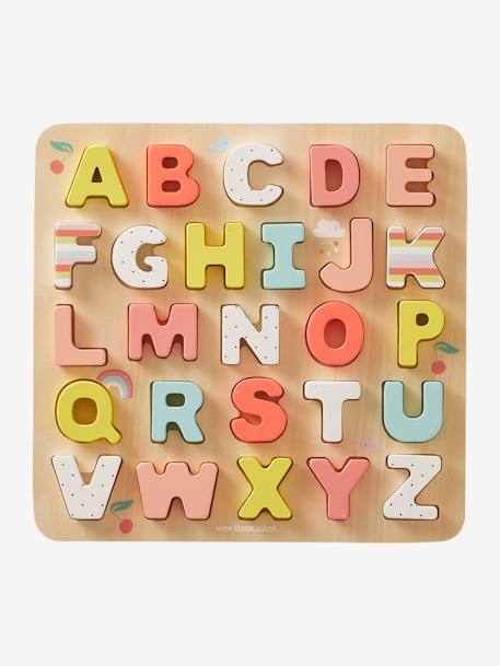 Kinder Buchstaben-Puzzle, Holz FSC® mehrfarbig+rosa 8