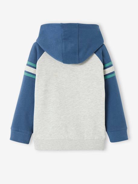 Jungen Kapuzensweatshirt, Kontrastärmel - blau - 2