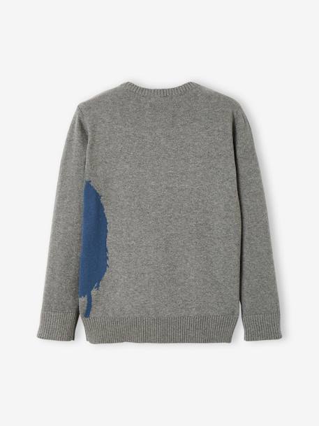 Jungen Pullover, T-Rex Oeko-Tex grau meliert+marine 2