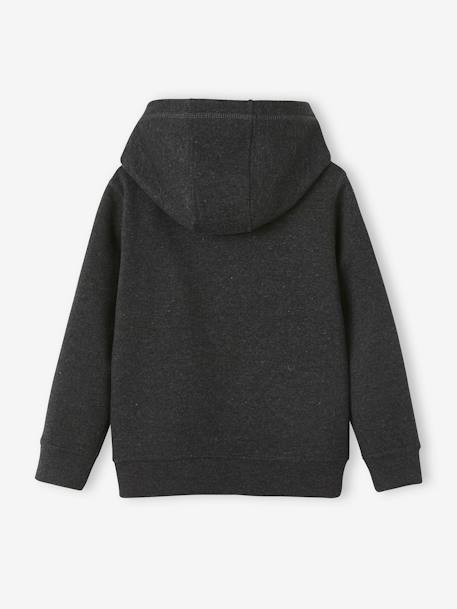 Jungen Kapuzensweatjacke, Skater BASIC Oeko-Tex - schwarz meliert+weiß meliert - 2