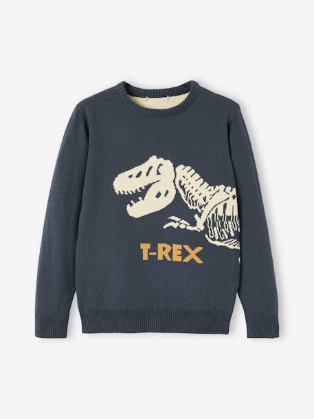 Jungen Pullover, T-Rex Oeko-Tex - grau meliert+marine - 4