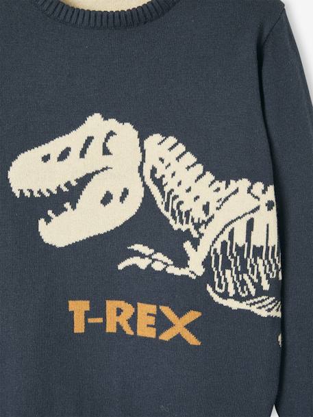 Jungen Pullover, T-Rex Oeko-Tex - grau meliert+marine - 6