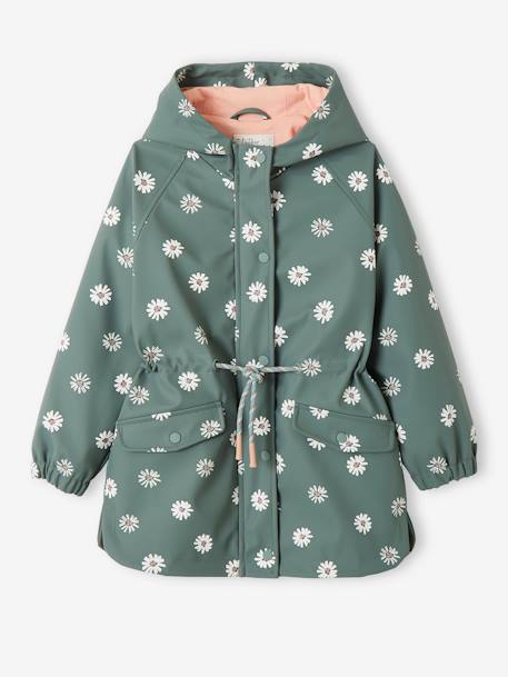 Mädchen Regenjacke mit Zauber-Trick aprikose pudrig+aqua gänseblümchen 11