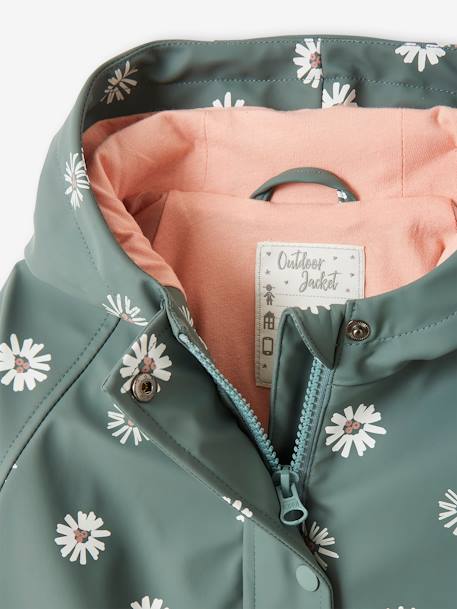 Mädchen Regenjacke mit Zauber-Trick - aprikose pudrig+aqua gänseblümchen - 13