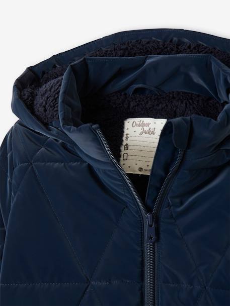 Lange Mädchen Winterjacke mit Recycling-Polyester - dark blue+grün - 4