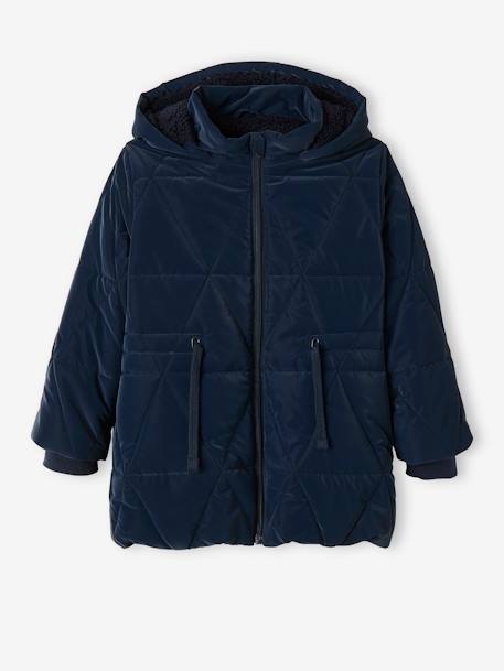 Lange Mädchen Winterjacke mit Recycling-Polyester - dark blue+grün - 1