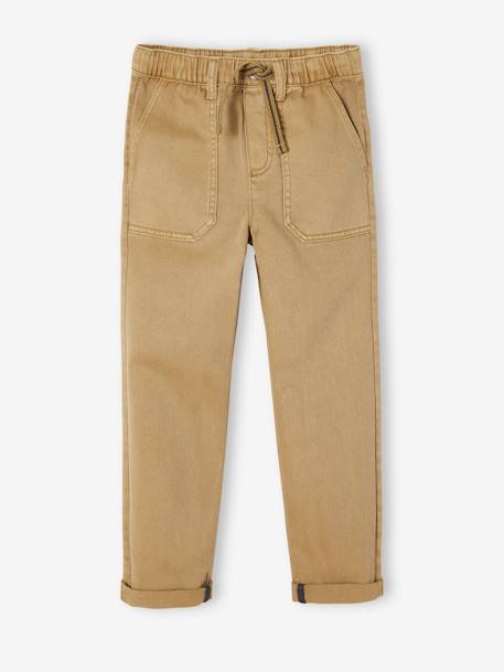 Jungen Hose mit Schlupfbund Oeko-Tex - camelfarben+graublau+moosgrün+nachtblau - 5