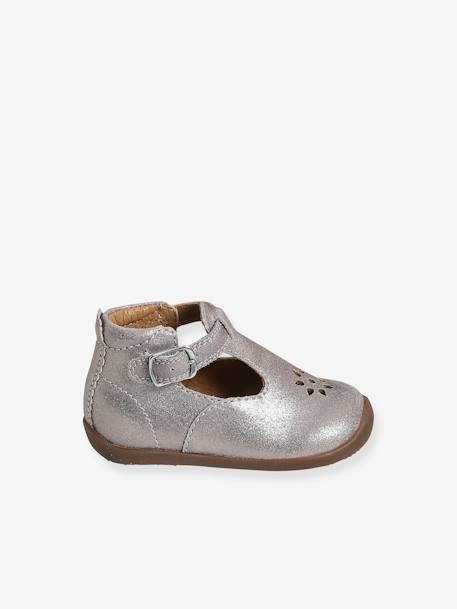 Mädchen Baby Lauflernschuhe, Glanzeffekt - taupe metallic - 2