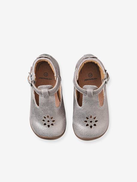 Mädchen Baby Lauflernschuhe, Glanzeffekt taupe metallic 4