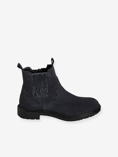 Mädchen Boots mit Gummizug - braun+marine - 7