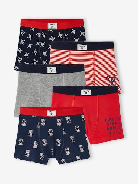 5er-Pack Jungen Boxershorts, Piraten Oeko-Tex - pack marine/rot - 1