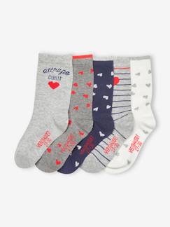 Günstige Mehrstück-Packungen-Maedchenkleidung-Unterwäsche, Socken, Strumpfhosen-Socken-5er-Pack Mädchen Socken, Herzen Oeko-Tex
